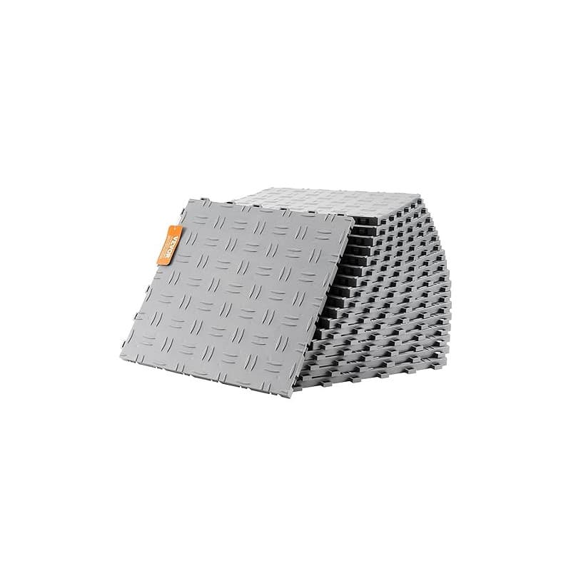 VEVOR Dalles de garage emboîtables, lot de 50, carrelage PP de revêtement de sol garage, 305 x 305 x 13,4 mm, texture double fac