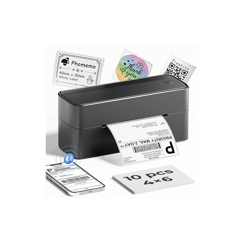 Phomemo 241BT Imprimante Thermique Etiquette, Imprimante Etiquette Autocollante 4X6, Connectivité Bluetooth et USB, Compatible a
