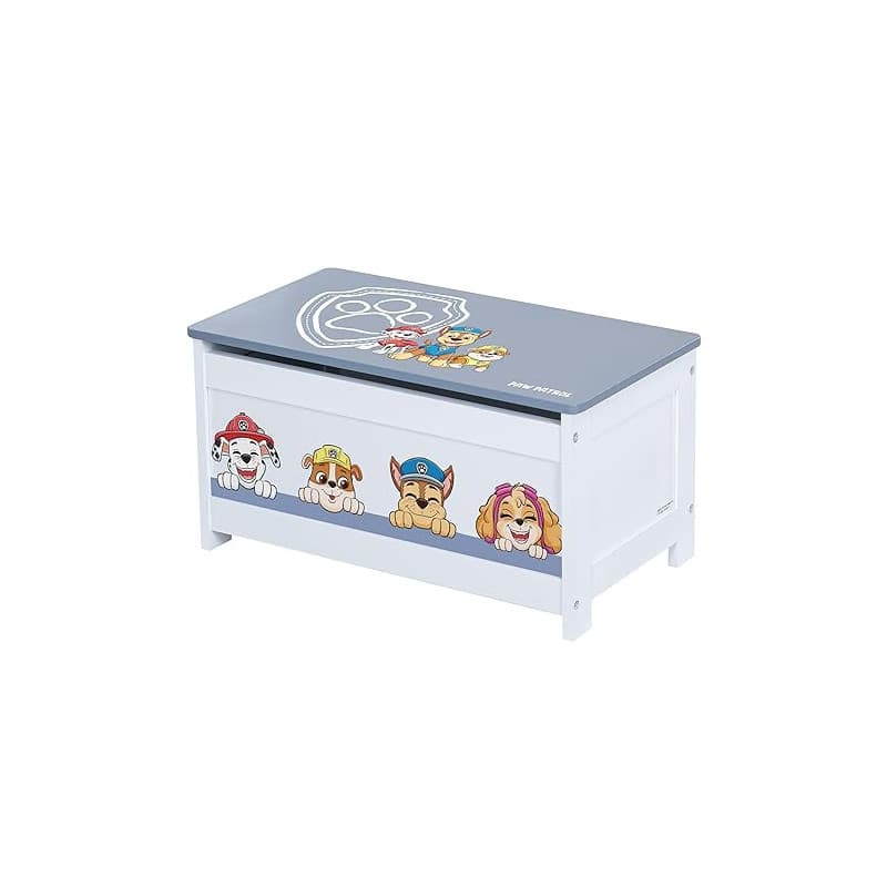 roba Banc-Coffre à Jouets Paw Patrol pour Enfant en Bois - Banc de Rangement - avec Charnière de Sécurité à Fermeture Douce - dè