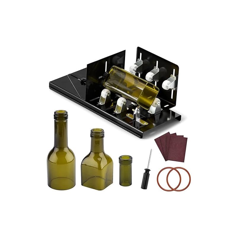 Fixm Coupe-bouteille en verre, version améliorée pour bouteilles rondes, carrées et goulots, adapté aux bouteilles de vin, de bi