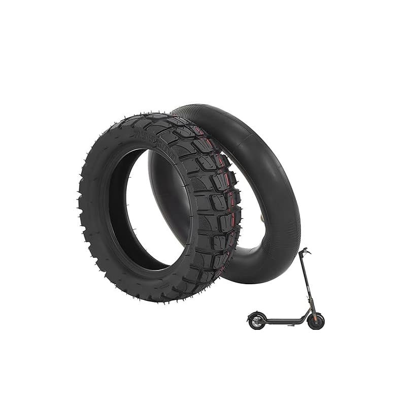 Ezweiji 80/65-6 pneu pour scooter électrique, Pneu tout-terrain haute qualité 10 pouces avec chambre à air, Pneu robuste pour sc