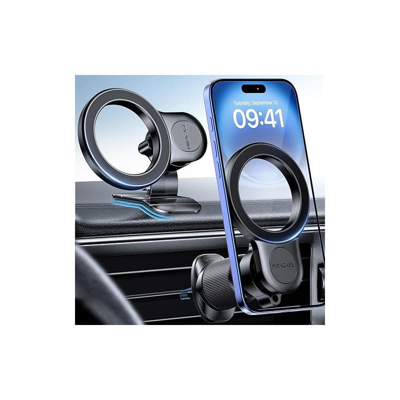 Miracase [2 en 1 Support Telephone Voiture pour Magsafe 2026 Super Magnétique 360°Rotation Aimant Telephone Voiture pour iPhone