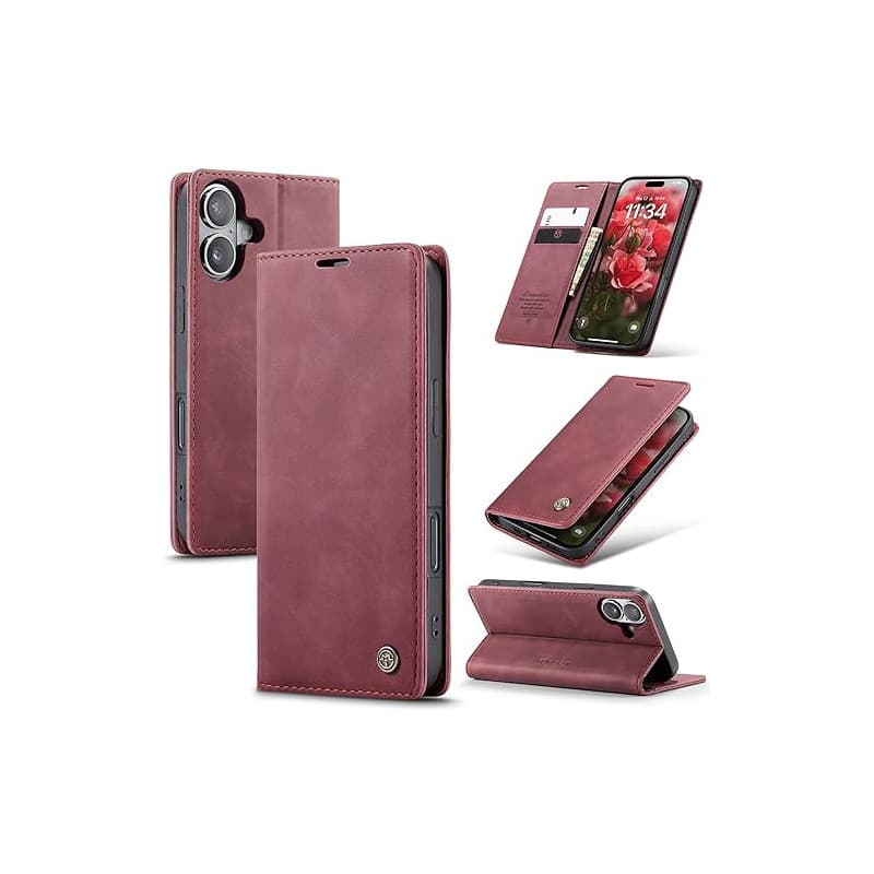 Samokor Coque pour iPhone 17 5G Housse Cuir Premium Etui Rabat Pochette Portefeuille Fentes Cartes Magnétique,Étui Protection po