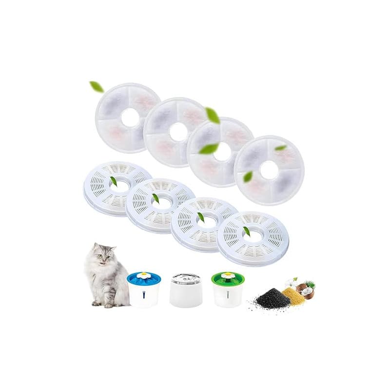 Filtre Fontaine Eau Chat Filtre Fontaine Chat Lot de 8 Filtre Fontaine à Eau pour Chat Compatible avec Distributeur d'eau pour a