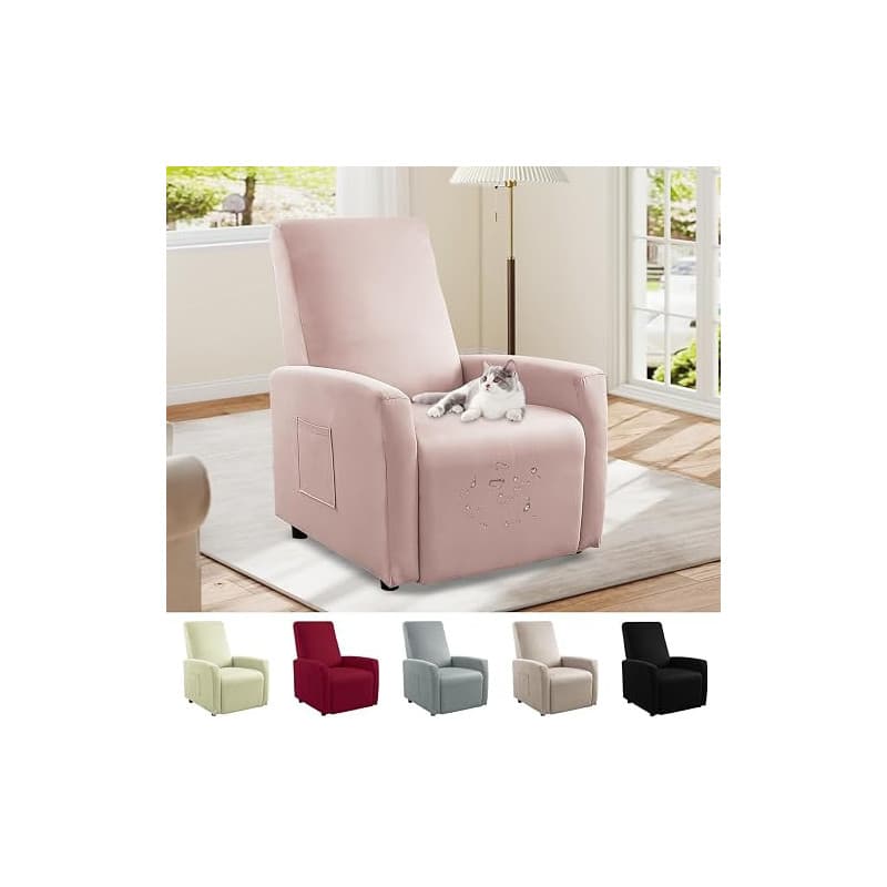 Bocguy Housse pour Fauteuil Relax Electrique Imperméable Extensible ,Protege Fauteuil 1 Place,Housse de Fauteuil Extensible ,Ant