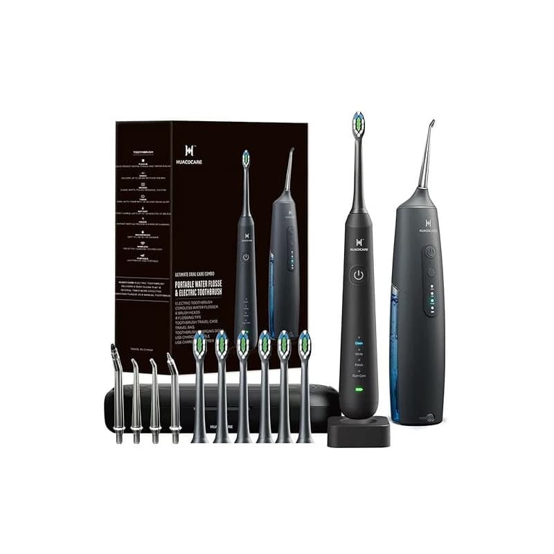 Kit de nettoyage buccal 2-1 - Hydropulseur dentaire et brosse à dents électrique - Brosse à dents et fil dentaire - Pour le nett