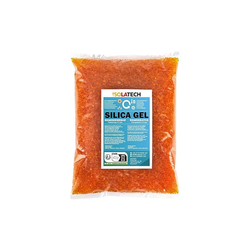 ISOLATECH Silica Gel régénérable, déshydratant, orange, sac de 1,8 kg Gel de silice déshumidificateur Silicagel, Convient égalem