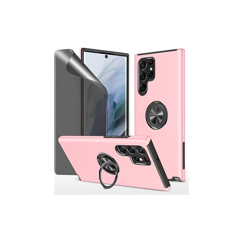 Dechyi Privacy Coque pour Samsung Galaxy S22 Ultra 5G Housse Etui avec Anti-Espion Verre trempé avec Support de Bague résistant