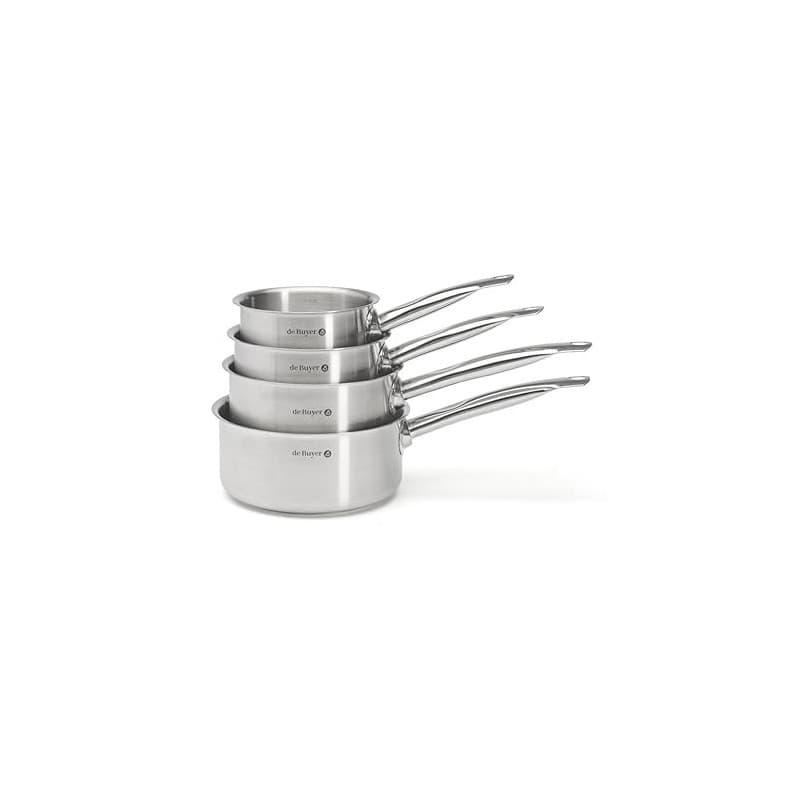 De Buyer - Lot de 4 casseroles PRIM'APPETY - 14/16/18/20 cm -, Inox 18/10 de Qualité Professionnelle, Fond Magnétique Épais pour