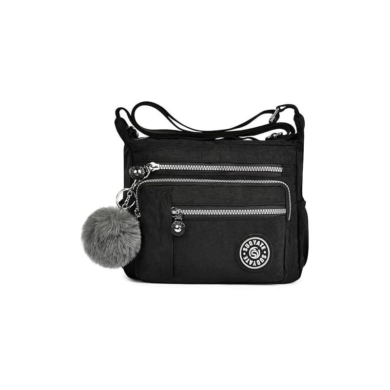 Aucuu Sac Bandouliere Femme, Sac à Main en Nylon, Multi-Poches Bandoulière Impermeable, Sacs à Bandoulières Multifonctionnel ave