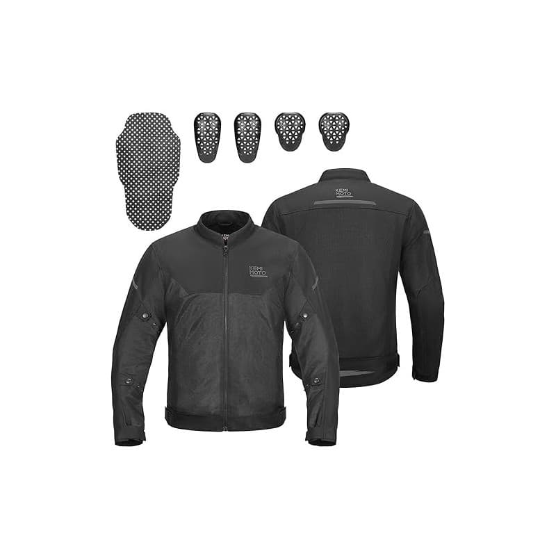 KEMIMOTO Veste Moto Homme, Blouson Moto avec Protections Conforme CE Amovible, Veste Motos Été en Maille Respirant pour Blouson