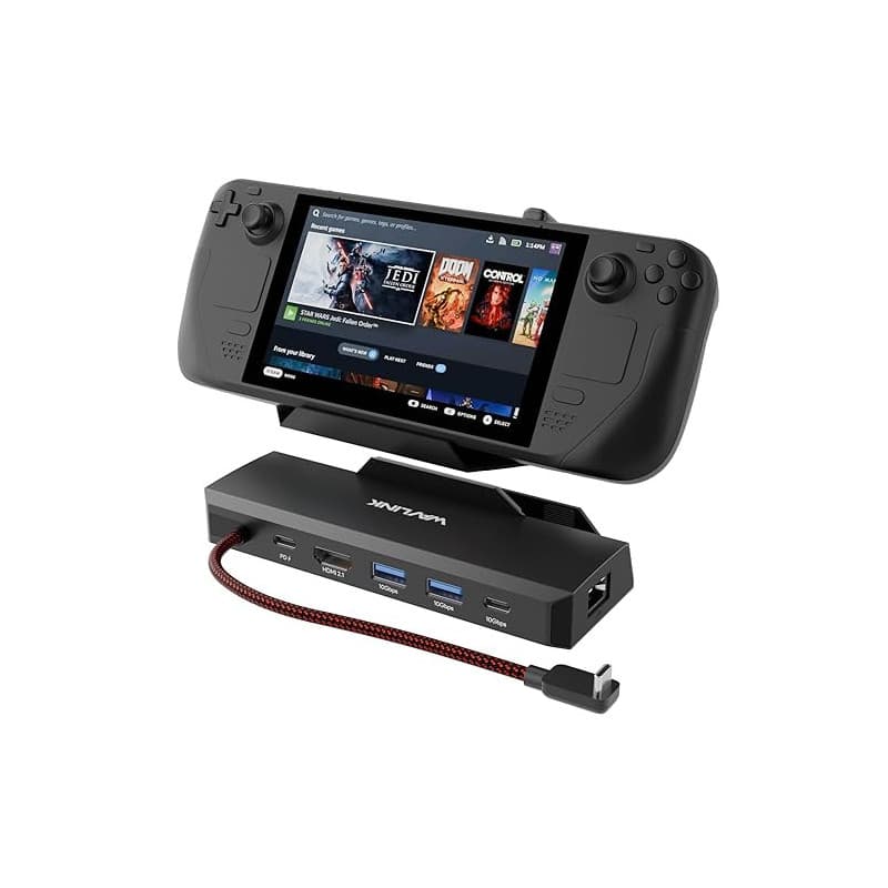 WAVLINK Steam Deck Dock, Station d'accueil 6-in-1 pour Steam Deck/ROG Ally avec HDMI 2.1 4K@144Hz, 100W PD in, 3X 10G USB 3.2, G