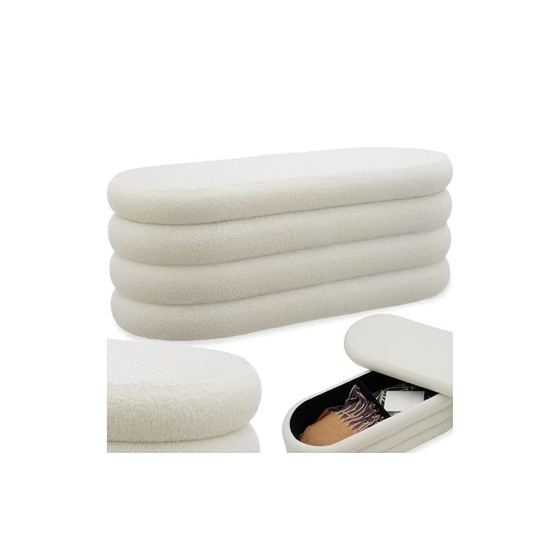 tectake® Banc rembourré avec Rangement, 110 x 45 x 42 cm, Max. 150 kg, Banc de Rangement, Bout de lit Coffre, Coffre avec Couver