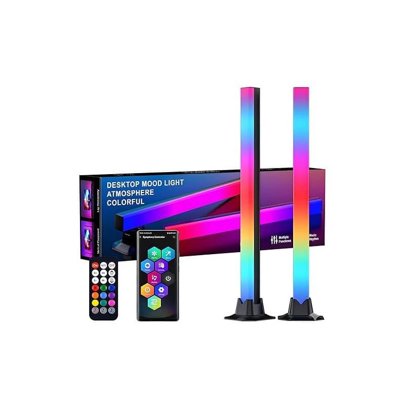 AURORIONCG 2 Barres Lumineuses LED RGBIC 42 cm avec Éclairage 270°, Lampe Gaming, Rétroéclairage TV et PC, Synchronisation Music