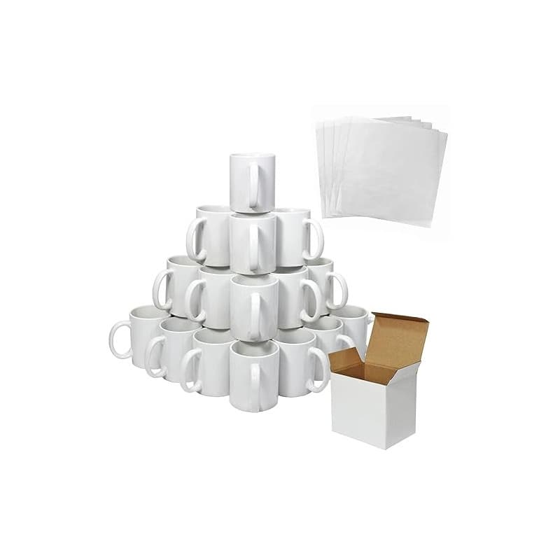 36 Tasses à Sublimation Blanches 325ml Recouvert En Polymère Vierges Grade AAA Céramique Personnalisé Presse à Chaud Boîte en Ca