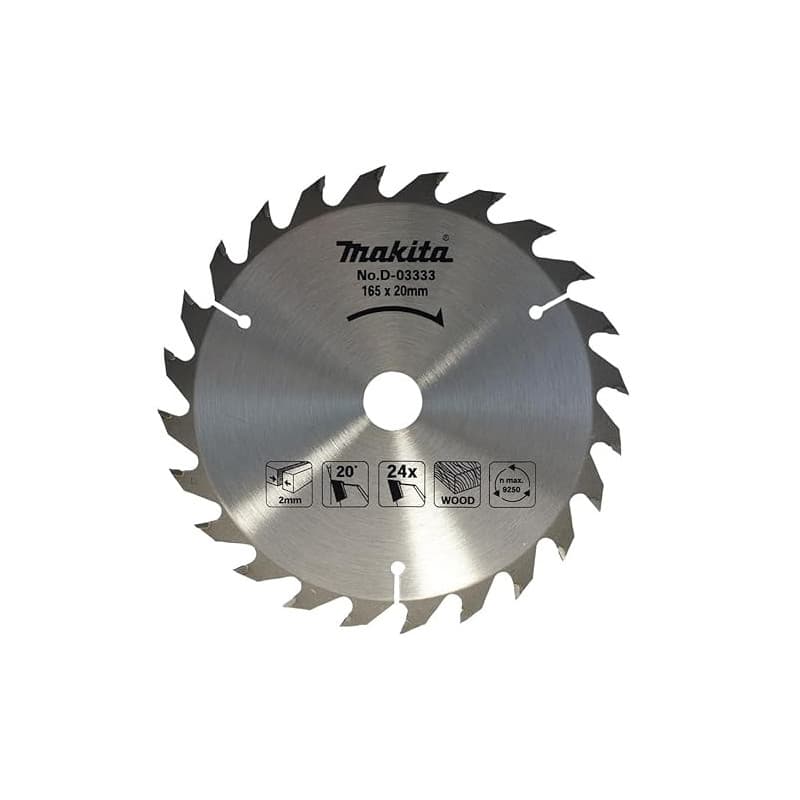 LAME CARBURE MAKITA Ø 165 MM STANDARD BOIS POUR SCIES CIRCULAIRES (24 DENTS) -D-03333
