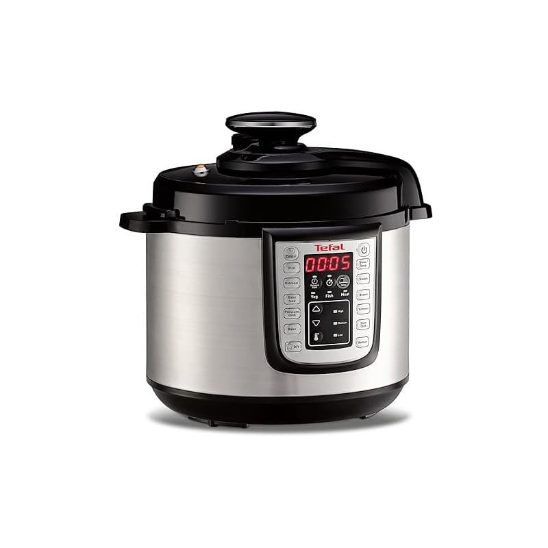 Tefal Fast and Delicious Multicuiseur, Cuisson sous pression, Rapide, Multifonction, 25 Programmes, 6L, 6 Personnes, Noir Inox,
