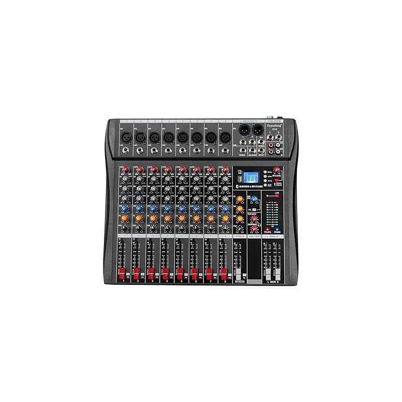 Depusheng DX8 Table de mixage professionnelle Console de carte son Interface 8 canaux Entrée MP3 Alimentation fantôme 48 V DJ St