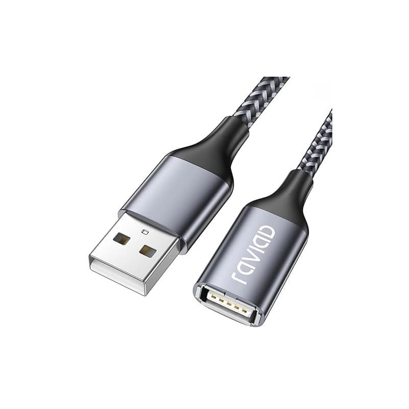 RAVIAD Câble Rallonge USB 2.0 2M, Câble Extension USB 2.0 Mâle A vers Femelle A Nylon Tressé Compatible pour Clé USB, Hub USB, D