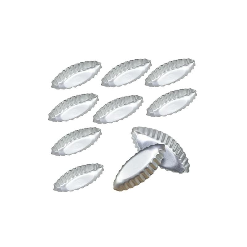 Homeily Lot de 10 mini moules à tarte en forme d'œuf - En alliage d'aluminium - Pour gâteaux, quiches, mousses, desserts, bateau