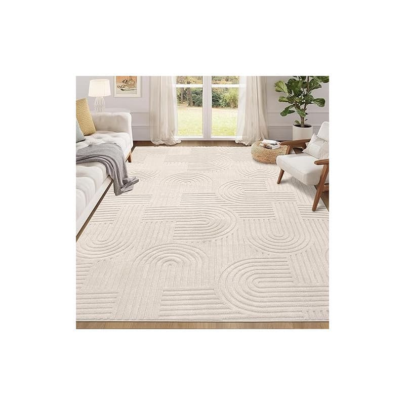 Enyhom Tapis Salon Moelleux 120 x 160 cm, Shaggy Tapis Chambre Poil Courts avec Effet Haut-Bas Effet 3D, Haute Densité de Poils,