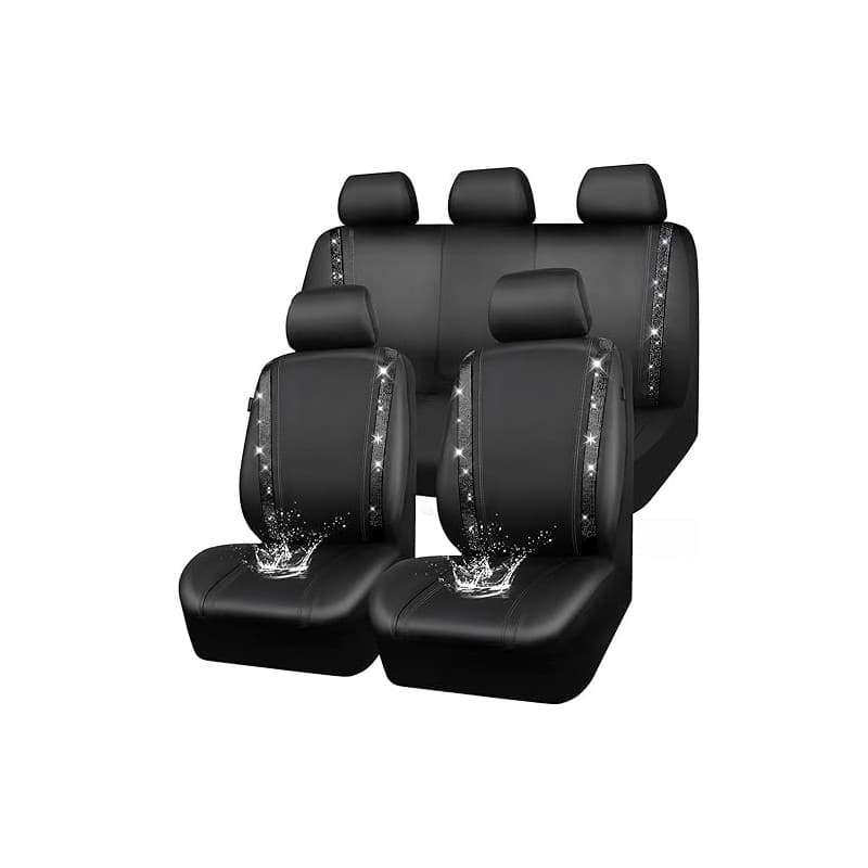 CAR PASS Housses siège Voiture en Cuir imperméable, Bling Diamant Brillant Cristal Scintillant, Universel pour 95% de Toutes Les