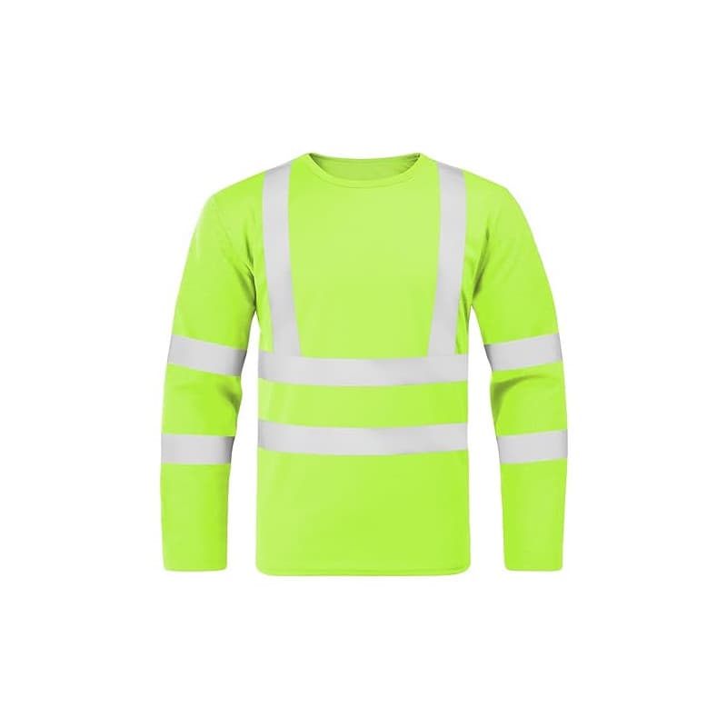 BSBUY T-Shirt de Protection de Sécurité de Travail Homme, T-Shirt Réfléchissant Haute Visibilité À Manches Longues, Vêtements de
