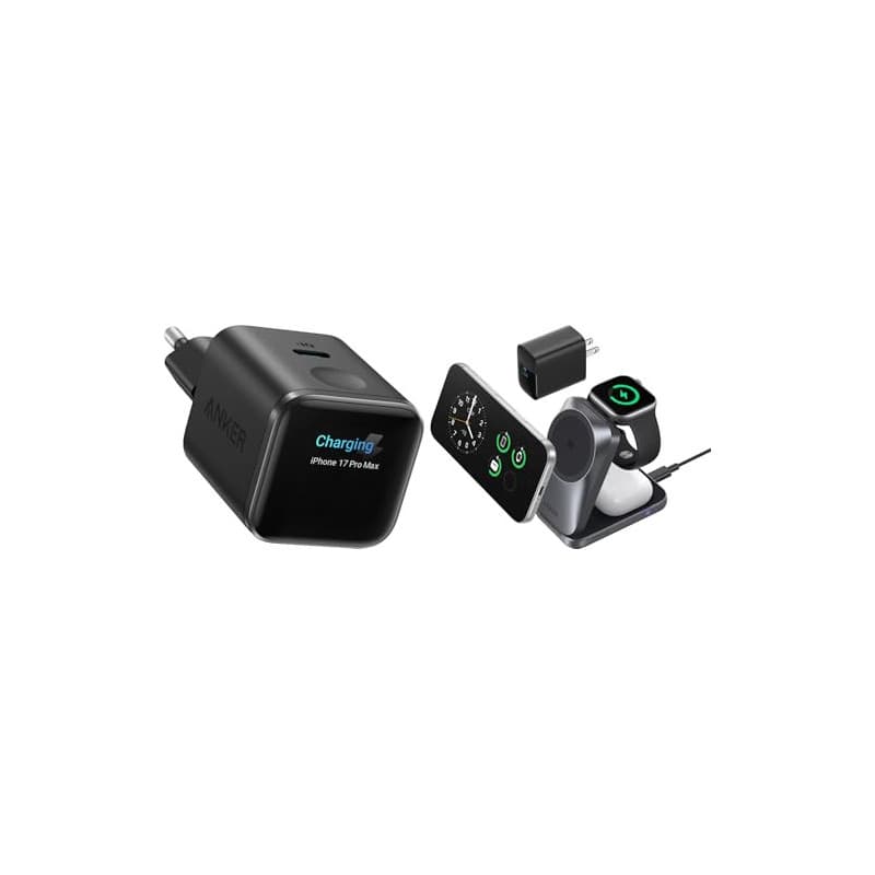 Anker Chargeur USB C à écran Intelligent 45W Nano & Prime Station de Charge sans Fil 3 en 1 (Lot)