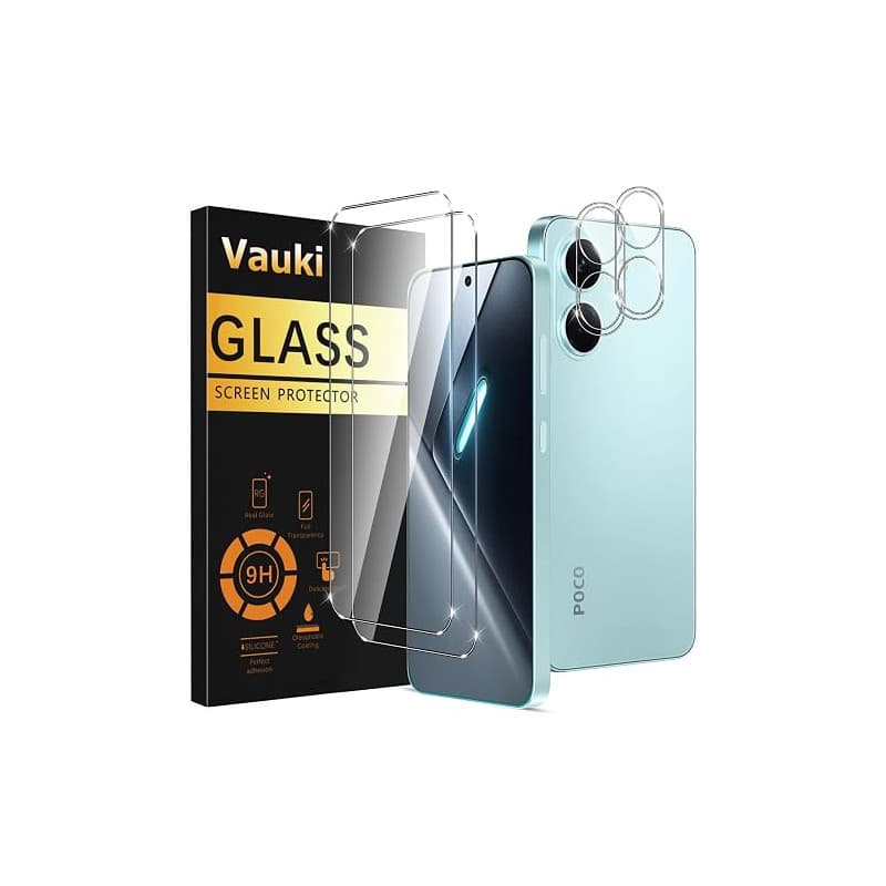 Vauki Verre Trempé pour Xiaomi Poco X8 PRO 5G Protection D'écran Film avec Caméra Arrière Protecteur,Dureté 9H Vitre écran,Anti