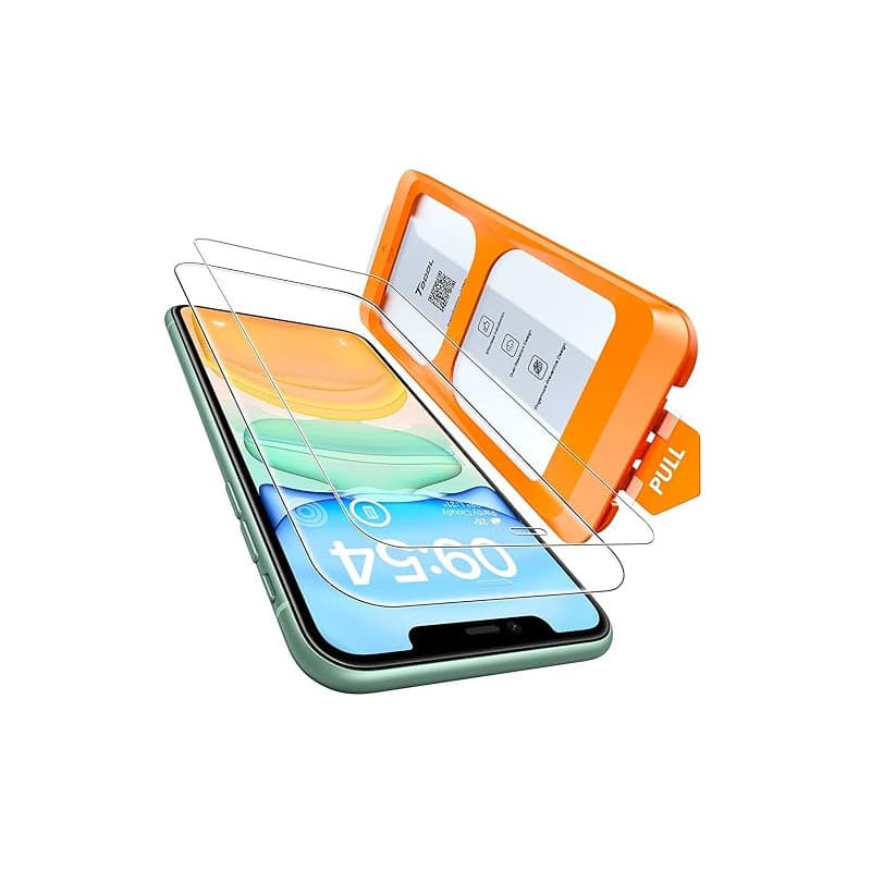 TOCOL Verre Trempé pour iPhone 11, Verre Trempé pour iPhone XR, Dépoussiérage Automatique, Sans Bulles, Dureté 9H, Coques de Tél