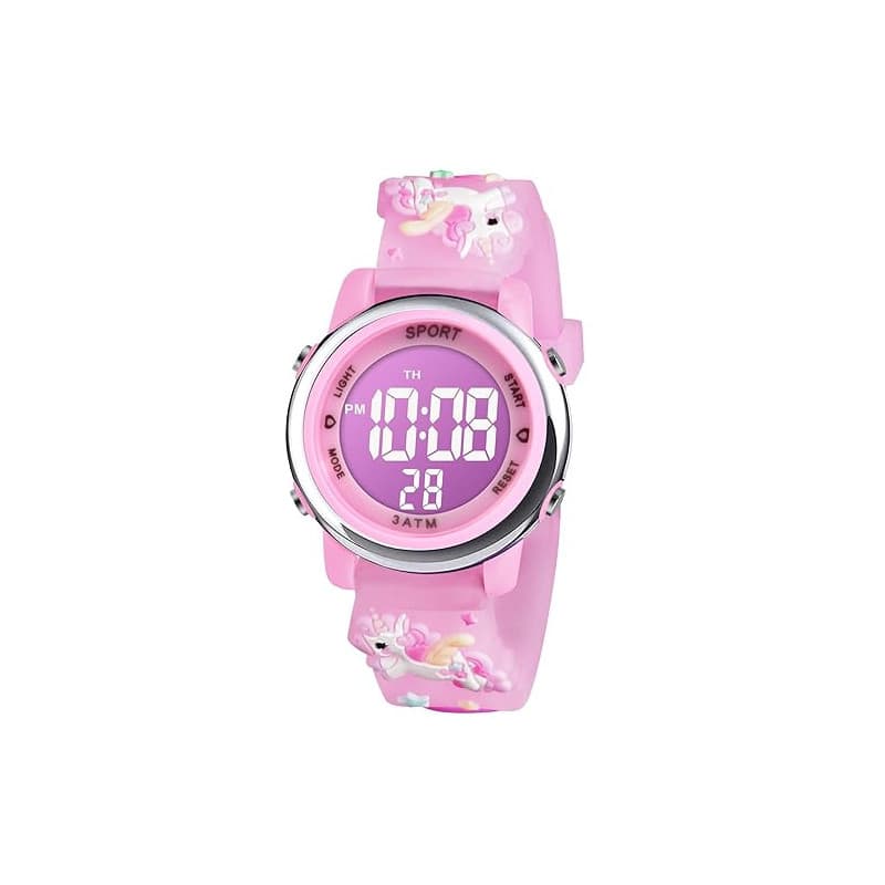 Vicloon Montre Enfant, Montre Enfant Étanche Numérique Sport, Montre Conception de Dessin Animé 3D Digitale, Montre Enfant LED R