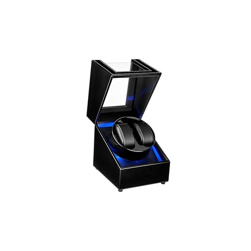 Mcbazel Double Remontoir de Montre, Boîte à Montre à Double Position en Cuir PU, 5 Modes de Rotation Automatique, Boîte de Range