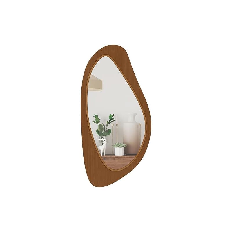 HOMCOM Miroir Mural asymétrique 91,5 x 45 cm, Miroir Suspendu Moderne, Cadre en Bois, pour Chambre, Salon, Dressing, entrée, Eff