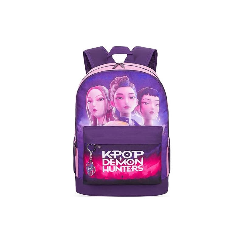 Get Trend Kpop Demon Hunters Huntrix Sac a Dos Enfant Fille, Fermeture Eclair et Rembourré Cartable Enfant avec Porte Clef, Cade