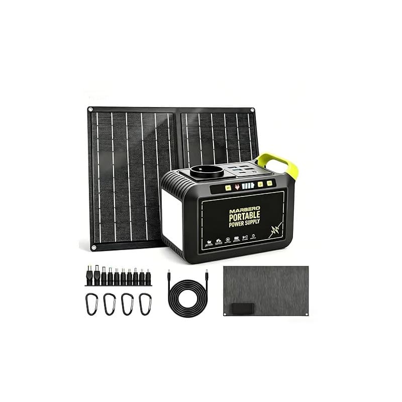 MARBERO Groupe Électrogène Portable 24.000mAh avec Panneau Solaire Pliable 21W, Générateur Solaire avec Prise 120W (Pic), USB QC