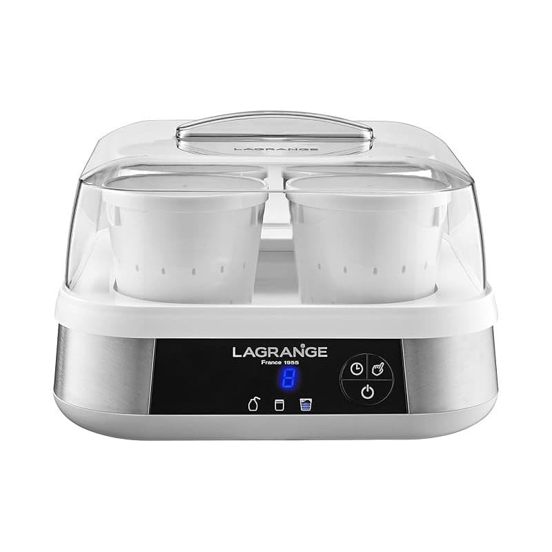 LAGRANGE, Yaourtière-Fromagère ligne, 1,5 L, fabrication française, 9 pots en verre, 4 pots à faisselle, programmable, arrêt aut