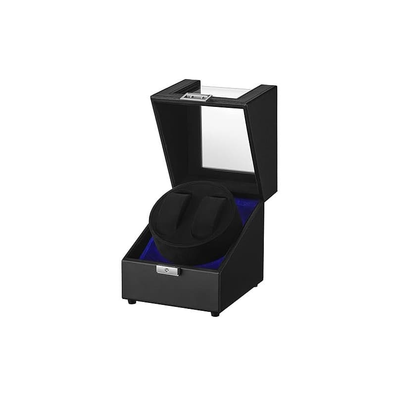 SONGMICS Boîte Remontoir Automatique, Silencieux, avec Éclairage LED, Coussin Réglable, Serrure, 4 Modes de Remontage, Câble USB