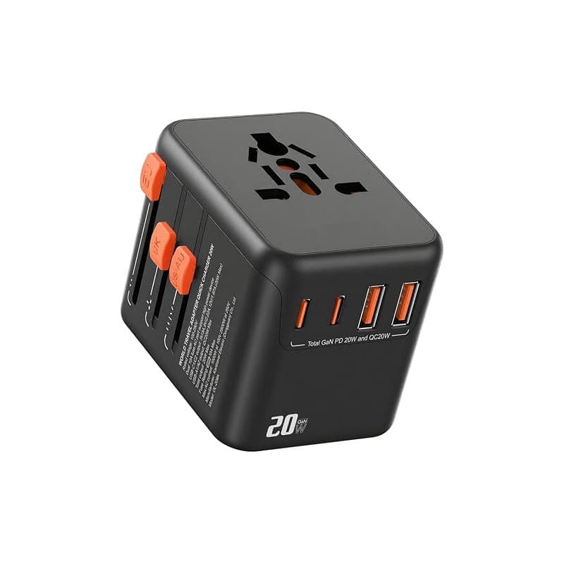 Adaptateur Prise Universelle,Adaptateur Universel de Voyage avec 2 USB C et 2 USB A et 1 Prise Secteur Universelle,Adaptateur de