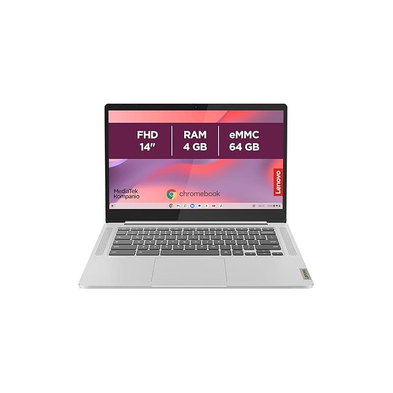 Lenovo IdeaPad Slim 3 Chromebook 14M868 - Ordinateur Portable 14'' FHD (MediaTek Kompanio 520, RAM 4Go, eMMC 64Go, Arm Mali-G52