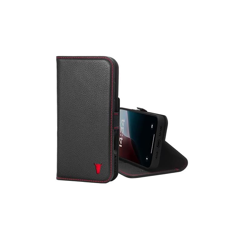 TORRO Coque Compatible avec iPhone 16 Pro Max – Étui Portefeuille en Cuir Véritable avec Béquille et Porte-Cartes (Compatible av