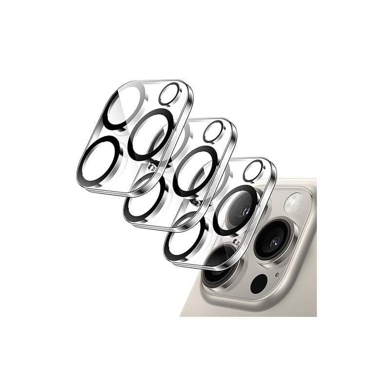 JETech Protecteur d'Objectif de Caméra pour iPhone 16 Pro 6,3 Pouces et iPhone 16 Pro Max 6,9 Pouces, Verre Trempé 9H, Anti-Rayu