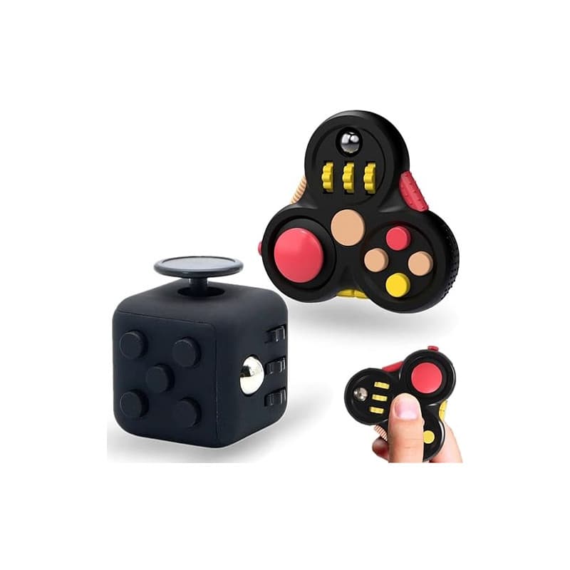 Steemjoey 2Pcs Fidget Toy Cube Anti Stress Jouet, Fidget Pad 11 Function Fidget Toy Cube, Décompression Jouet Cube, Controller R