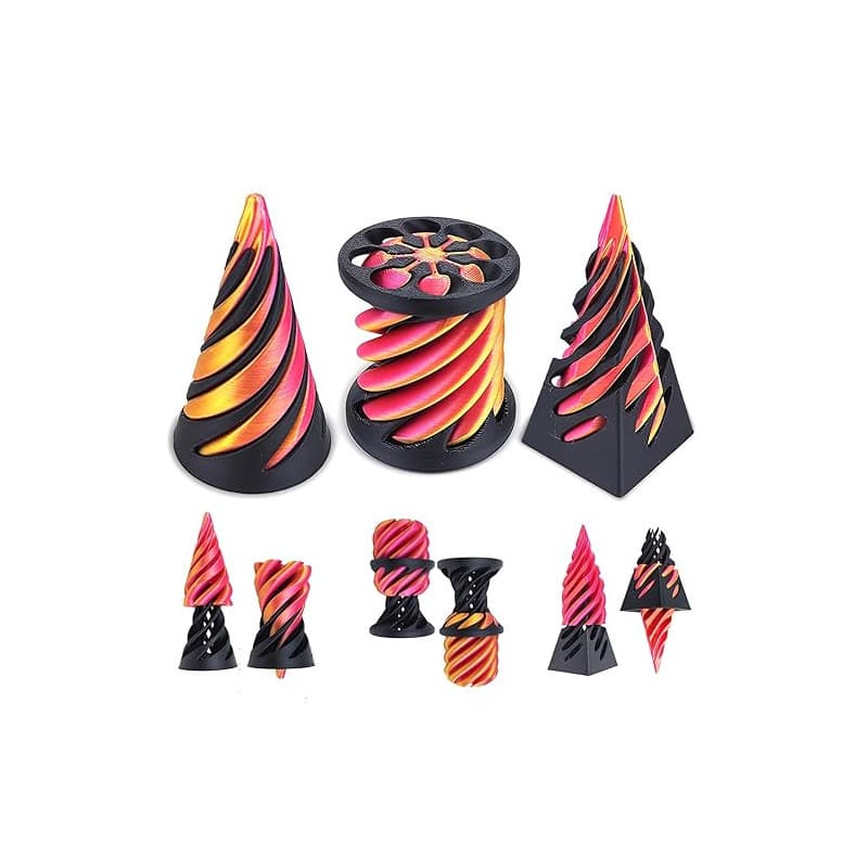 3PCS Impossible Cone, 3D Imprimé Spiral Cone Fidget Toy, Impossible Pyramid passthrough Sculpture, Jouet de Cône en Spirale, Str