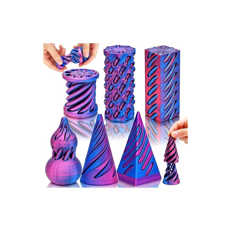 Chennyfun 6Pcs Impossible Cone, 3D Imprimé Spiral Cone Fidget Toy, Impossible Cone Pyramid Jouet en Spirale, Jouet en Spirale Im