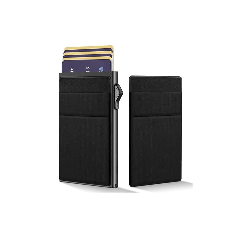 YESIIW Porte Carte de Crédit | Aluminium Pop Up Porte-Cartes avec Poche Billets de Banque | Automatique Portefeuille en Métal av