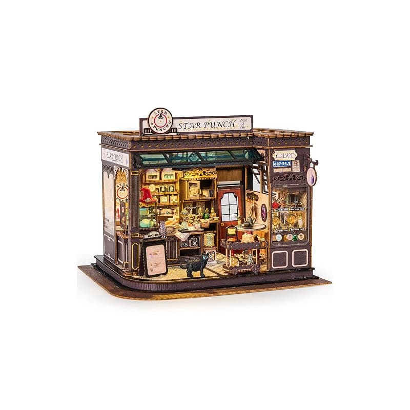 BenBen Puzzle 3D Café Magique, DIY Maquette Adulte Puzzle 3D Miniature Maison Miniature à Construire Décoration Livre Bibliothèq