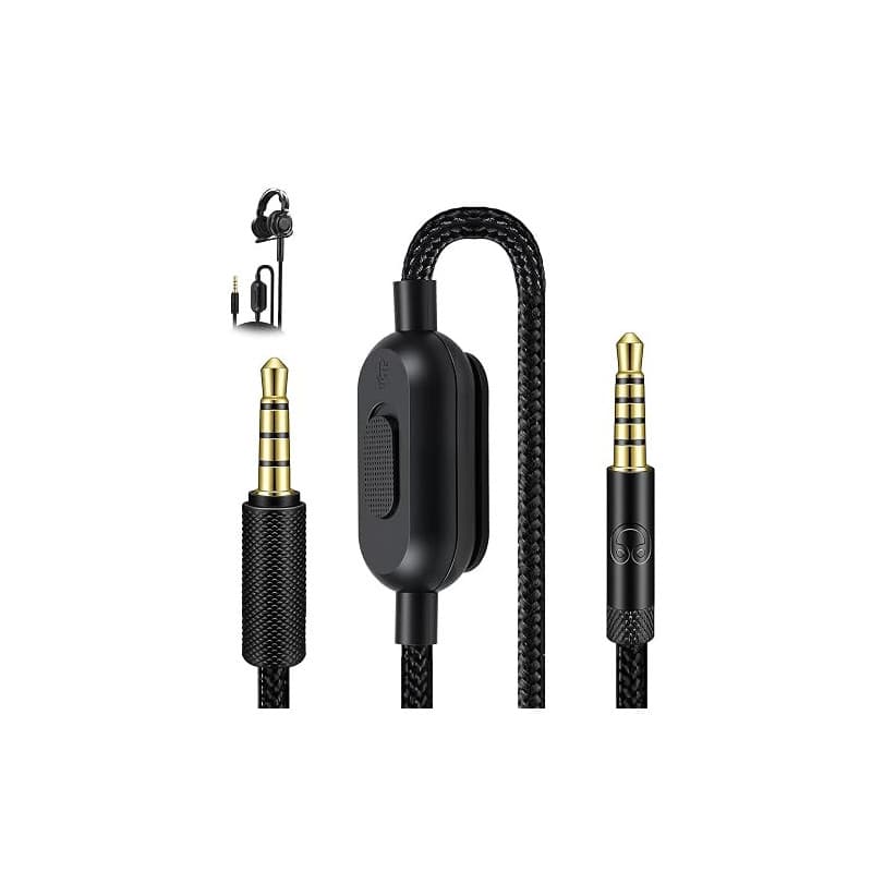 ZestEcho Câble Casque Audio Remplacement Cable Compatible with Logitech G Pro X, 2M Nylon Tressé Câble avec Contrôle Volume Muet