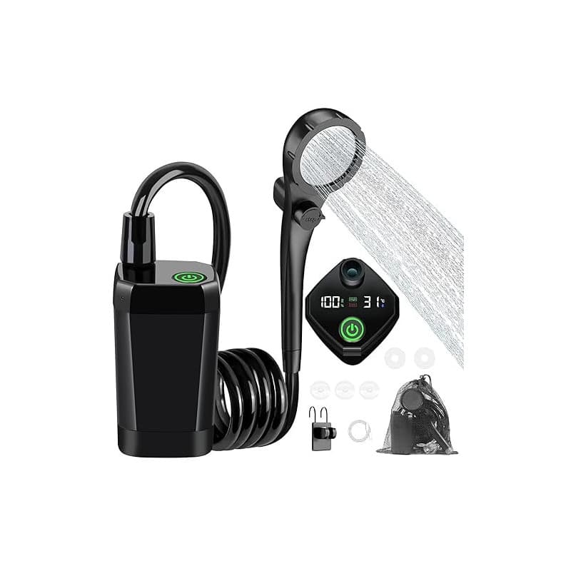 Uplayteck Douche de Camping, Kit Douche Portable 6000mAh Rechargeable avec écran LED Intelligent 3 Modes de Douche IPX7 Etanche