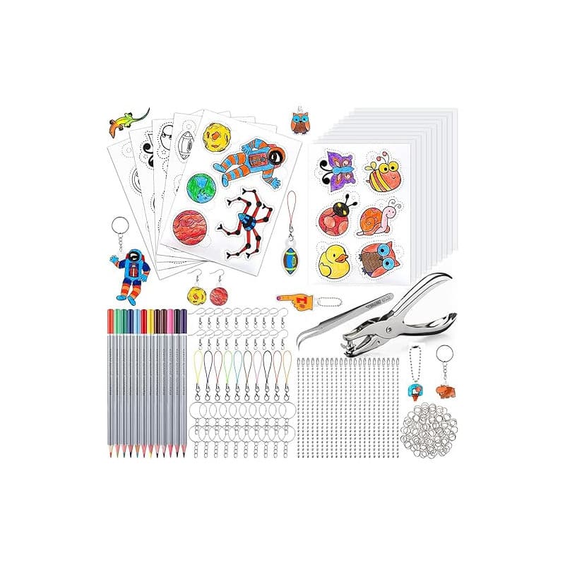 Frasheng 204 Pièces Plastique Fou, Kit de Feuille rétractable, Magique Kit Pour Enfant, Incluent A5 10 Plastique Fou Transparent