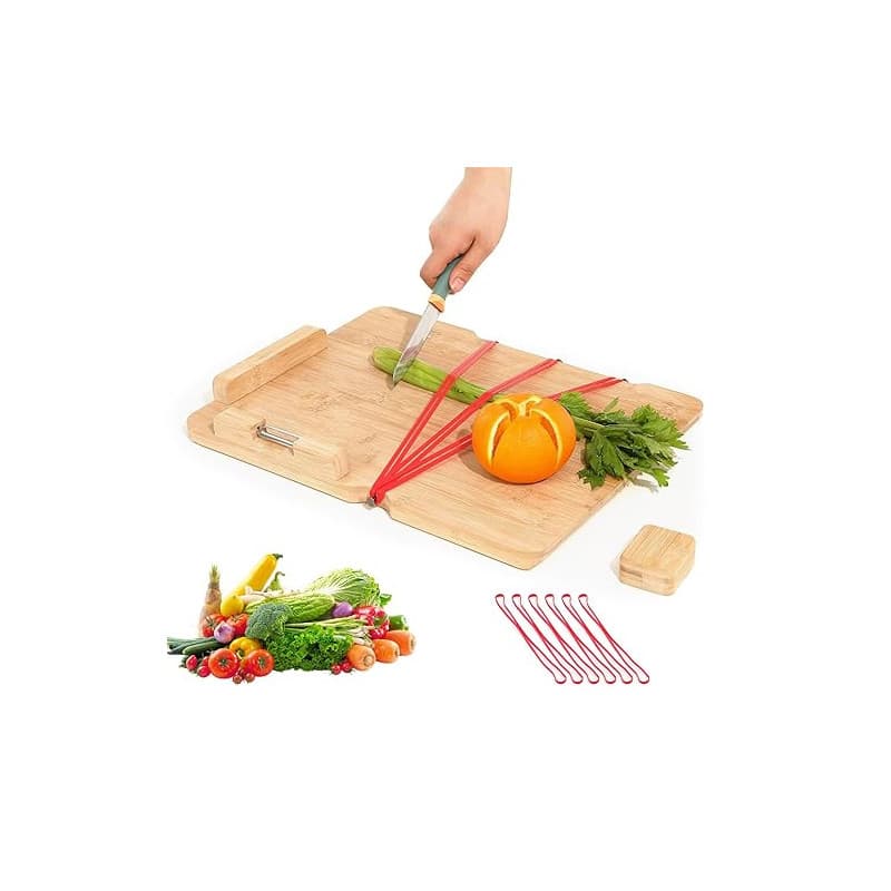 TYYIHUA Planche à découper à une main, planche à découper adaptée avec éplucheur, butées à pain et picots en acier, planches à d